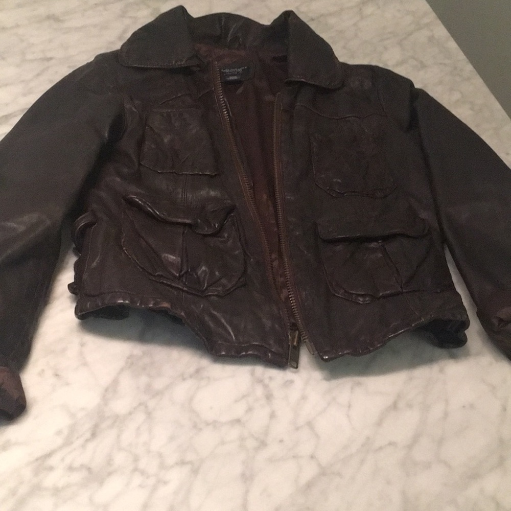 Brown leather jacket